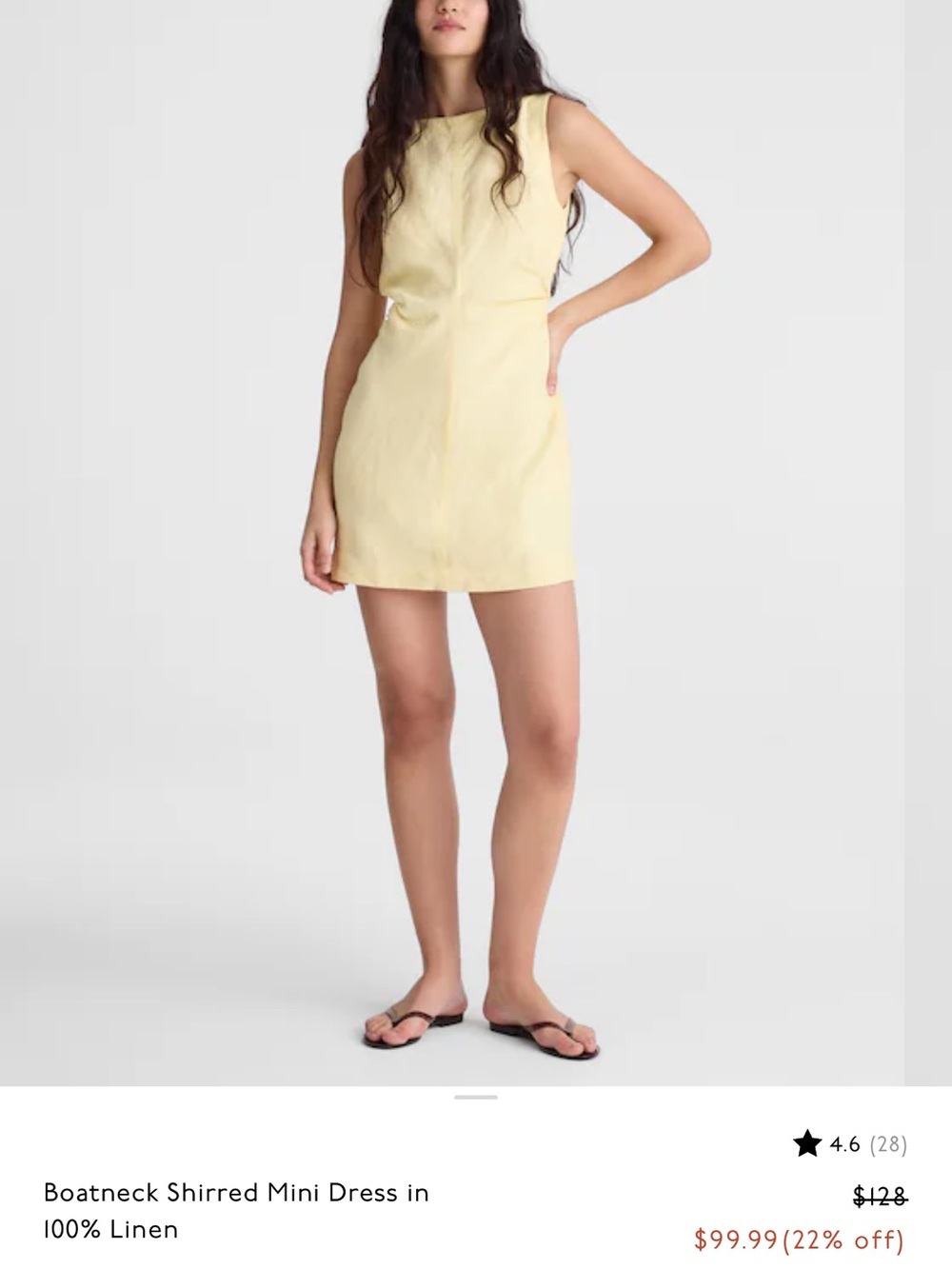 Madewell Sleeveless Boatneck Mini Dress in Pale Yellow